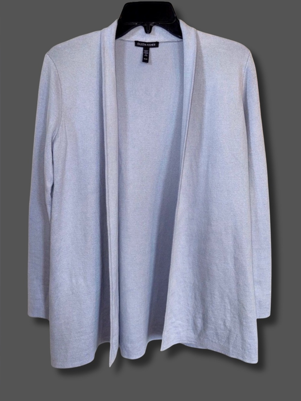 Eileen Fisher Organic Cotton Cardigan XS Light Blue Open Front Long Sweater